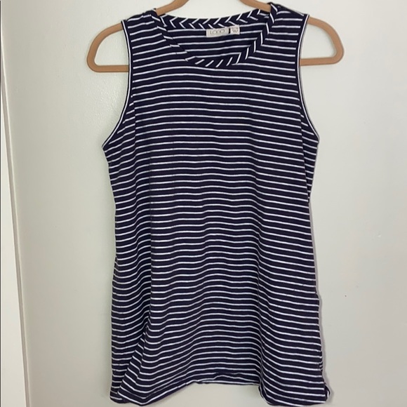 LOGO White Blue Striped Sleeveless Shirt / Tunic